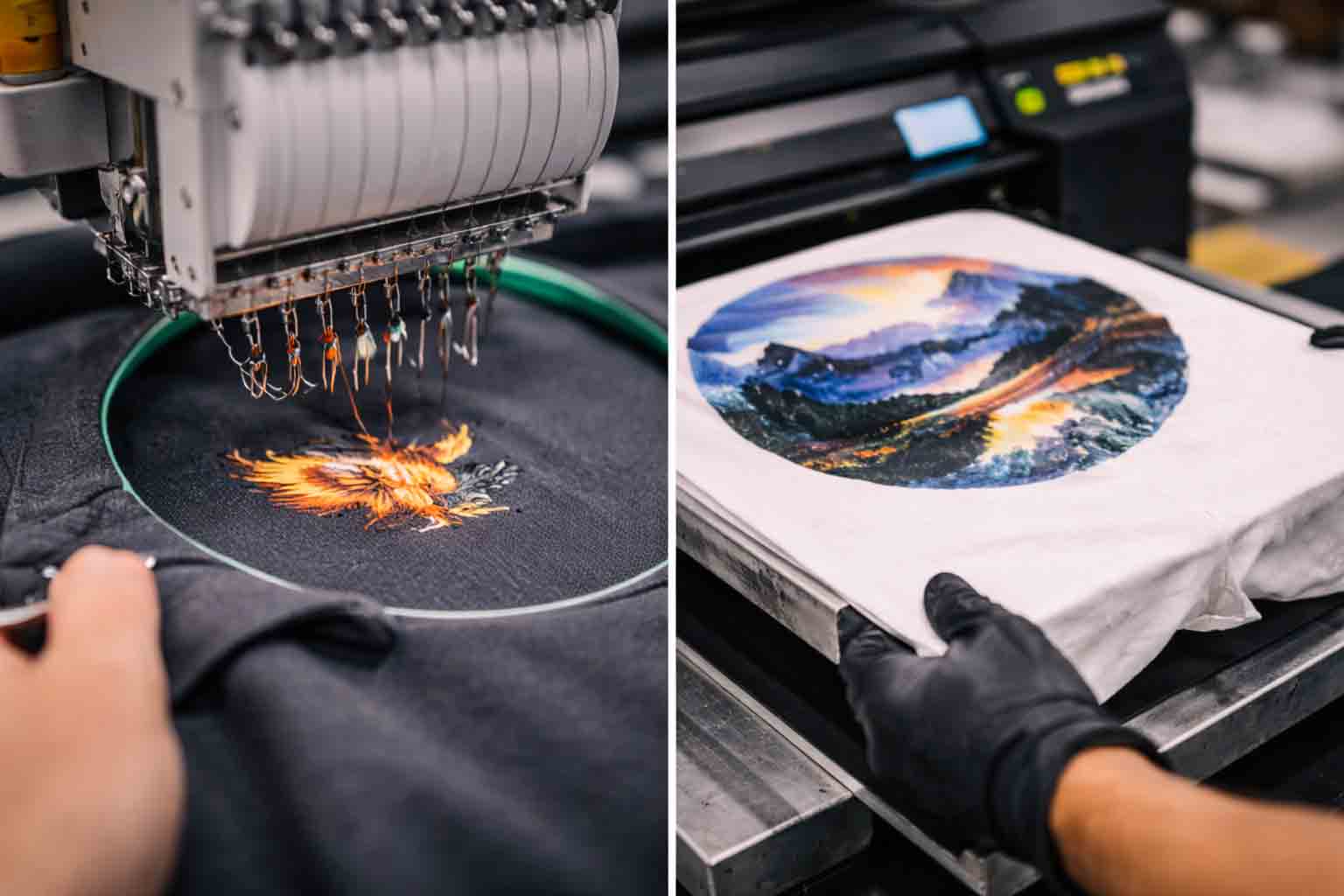 Close-up borduurkop op effen stof met zichtbare steken