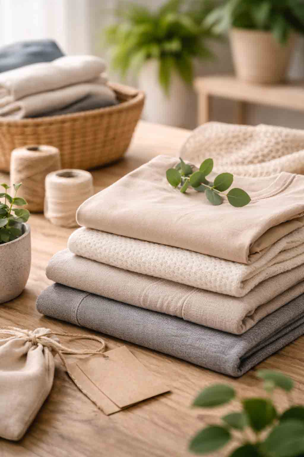 Close-up van duurzame materialen en texturen met heldere belichting en rustige achtergrond