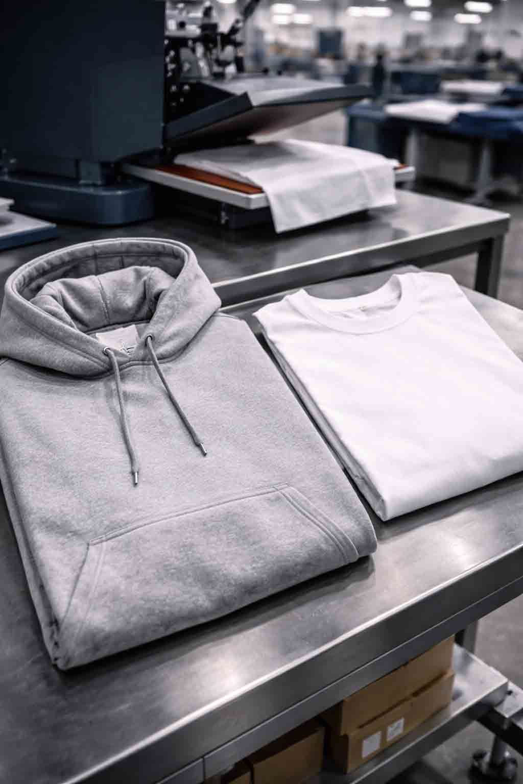 Close-up hoodie en T-shirt klaar voor logo bedrukking