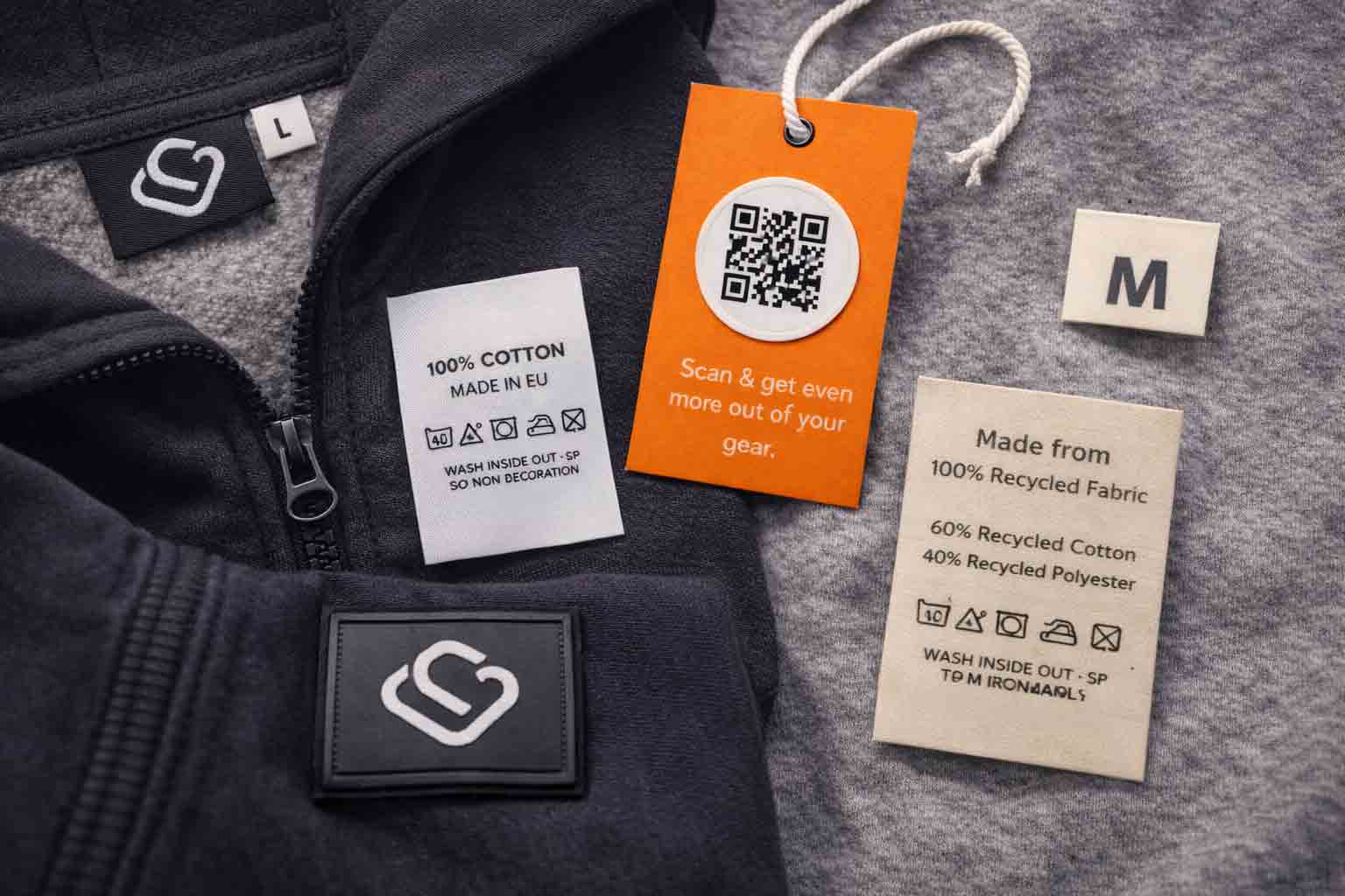 Flatlay met verschillende labeltypes