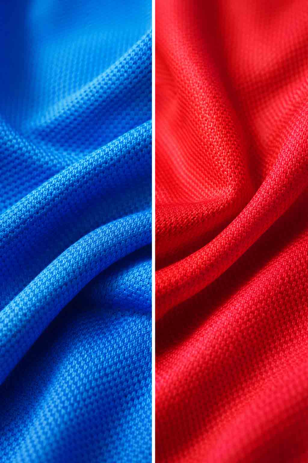 Close-up van polyester en nylon stofstructuur